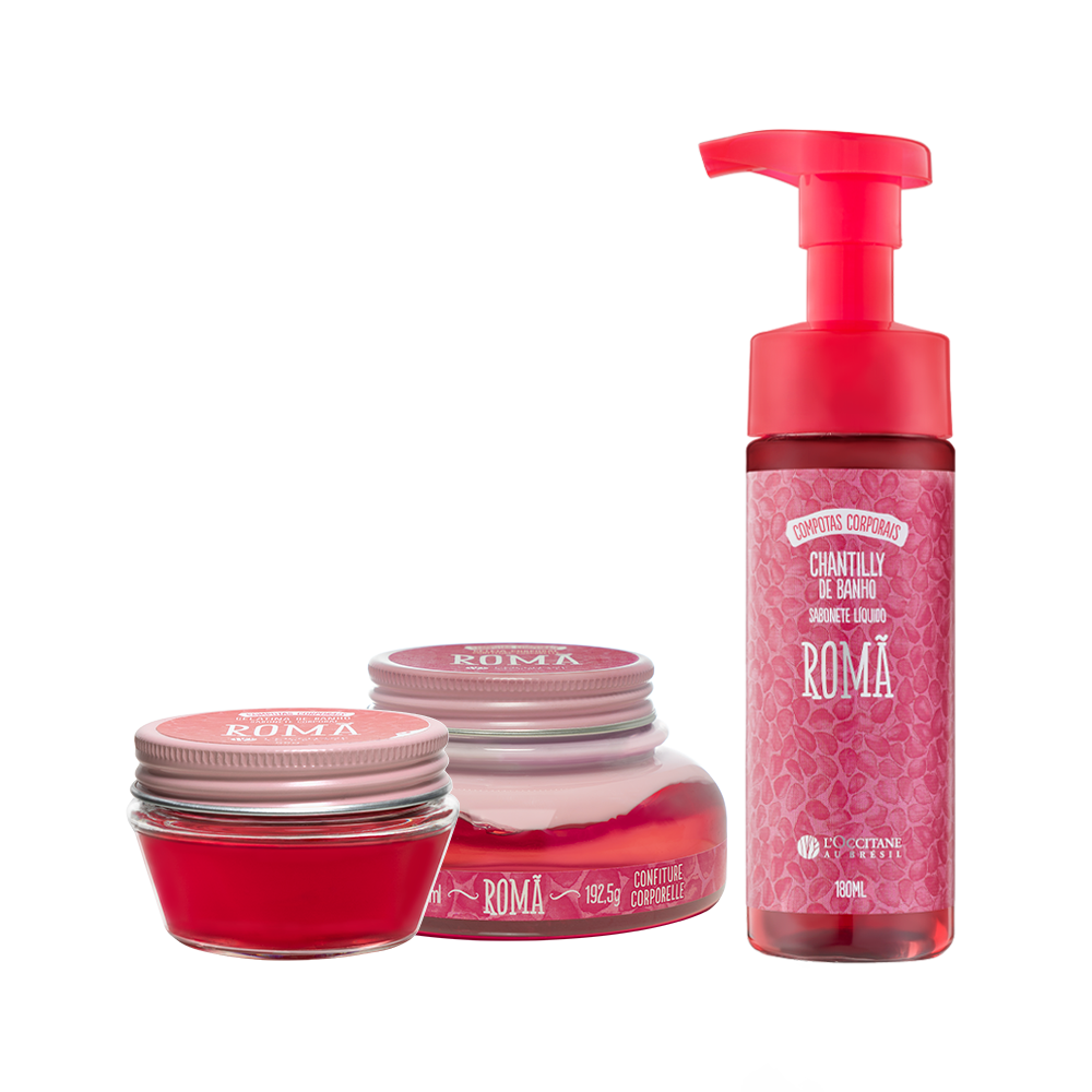 [424110] Combo Banho e Hidratação Romã: Chantilly, Gelatina e Geleia Hidratante