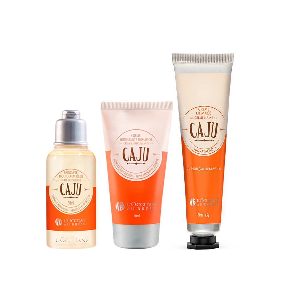 [322822] Combo Viagem: Hidratante, Sabonete Líquido e Creme Mãos Caju